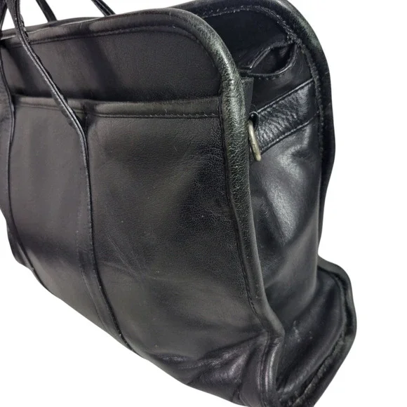 Vintage Wilsons Leather Briefcase Black Bag Laptop Commuter Documents Messenger - Picture 3 of 12